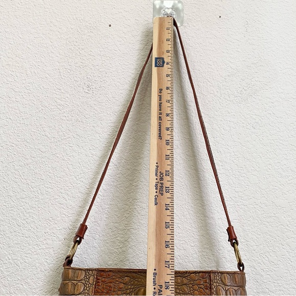 Vintage BRAHMIN Pecan Toasted Almond  Embossed Croc Leather Shoulder Purse Bag - Picture 10 of 16